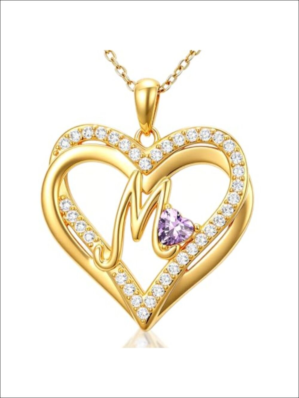 14K Gold-Plated Heart Initial Pendant Necklace Women Birthday Gift
